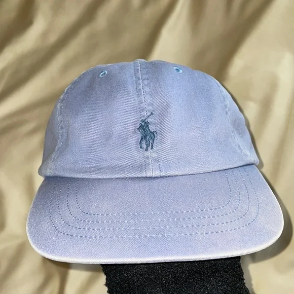 Blue polo hat leather strap shop
